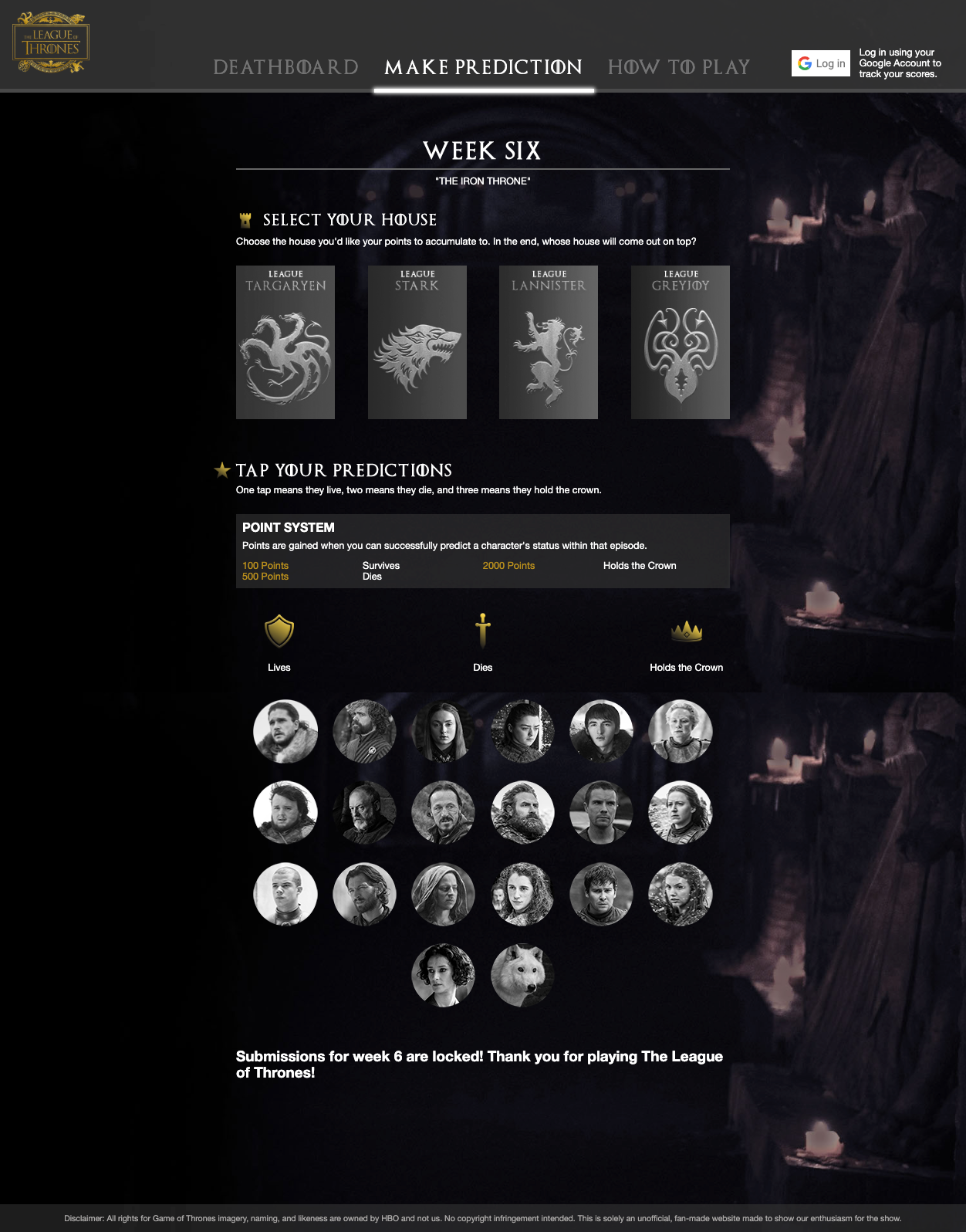 League of Thrones Unofficial Final Season Fantasy League 4