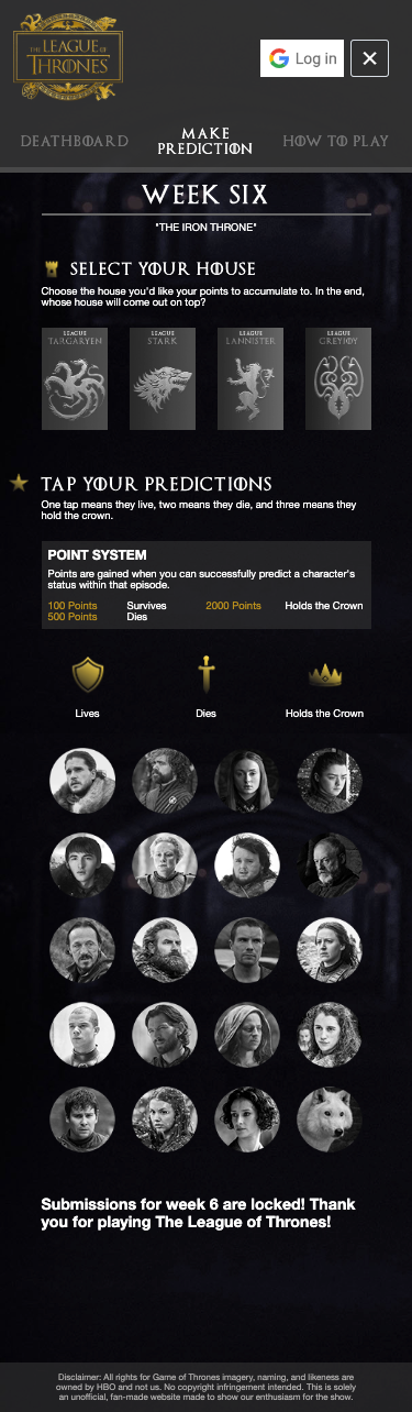 League of Thrones Unofficial Final Season Fantasy League 8